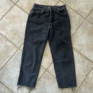 BDG Distressed Black Raw Hem Cropped Mom Jeans Women's size 25